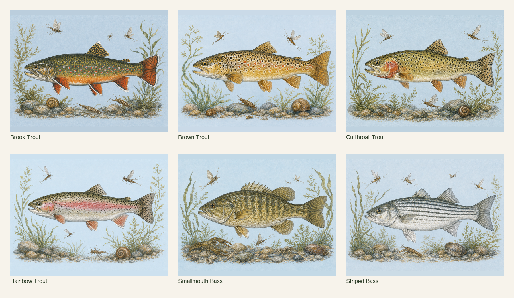 River Notes card front contact sheet